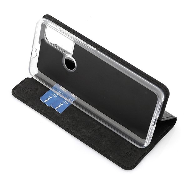 Wave Book Case, Motorola Moto G60s -suojakotelo, Musta