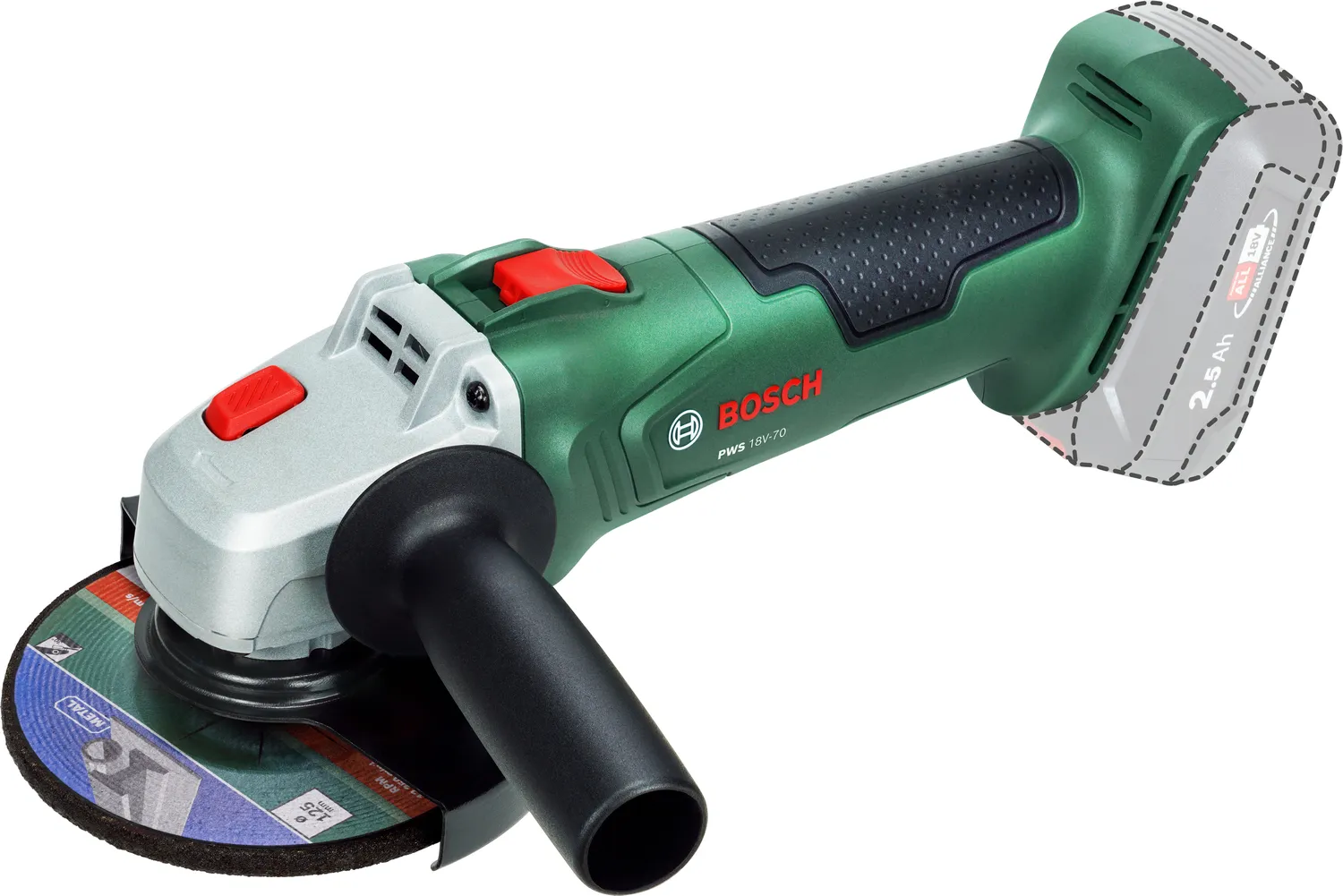 Bosch -Kulmahiomakone, akkuk&auml;ytt&ouml;inen 18V-70, 125mm, ilman akkua ja laturia