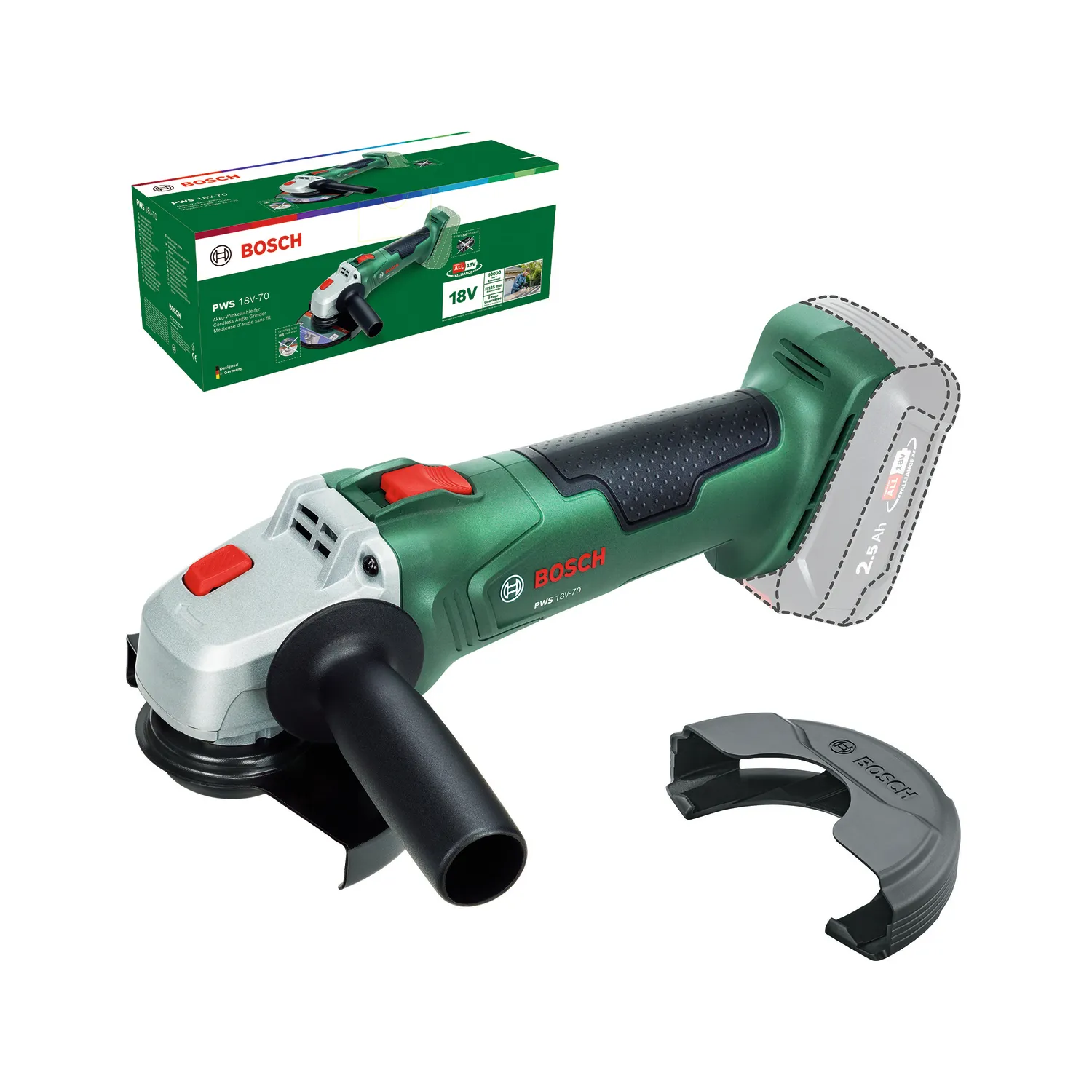 Bosch -Kulmahiomakone, akkuk&auml;ytt&ouml;inen 18V-70, 125mm, ilman akkua ja laturia