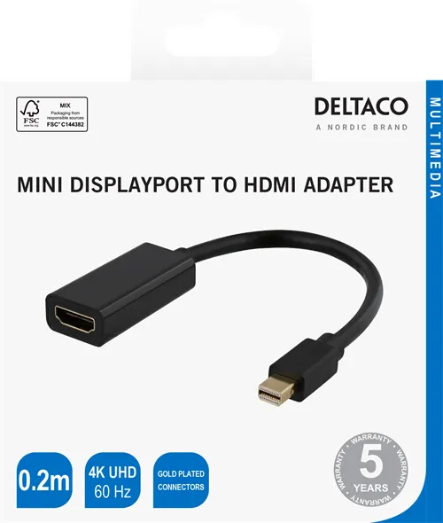 Deltaco MiniDisplayPort - HDMI adapter, 0.2m, black