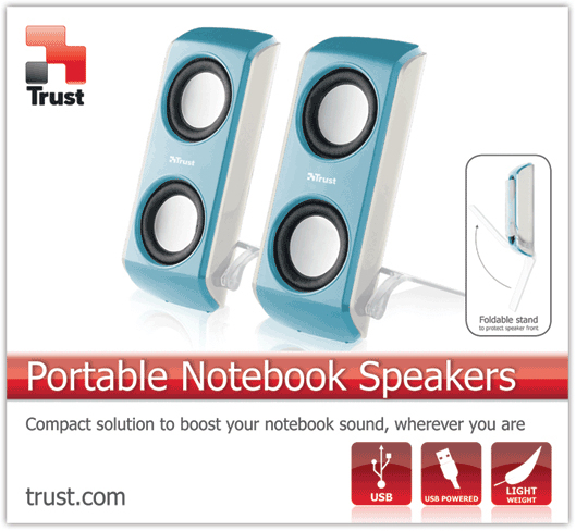 TRUST Portable Notebook Speakers - Blue