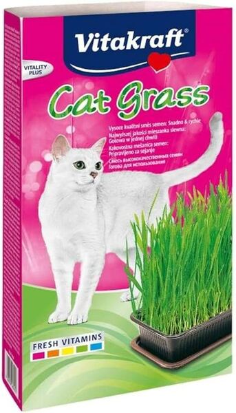 Vitakraft Cat Grass Kit, All life stages, Hairball Control, Digestive Support, 120g