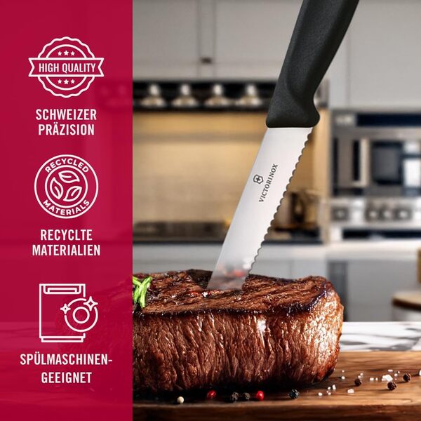 Victorinox Swiss Classic Steak Knife Set, 6-Piece, Black