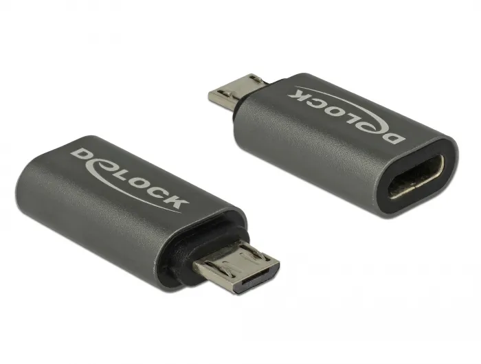 Delock Adapter USB 2.0 Micro-B male to USB Type-C 2.0 female anthraci