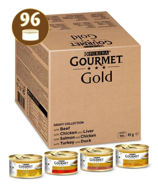 Purina Nestle Gourmet Gold Pieces in Sauce Mix of 4 Flavors, V&aring;tfoder f&ouml;r katt, Senior, 96 x 85 g