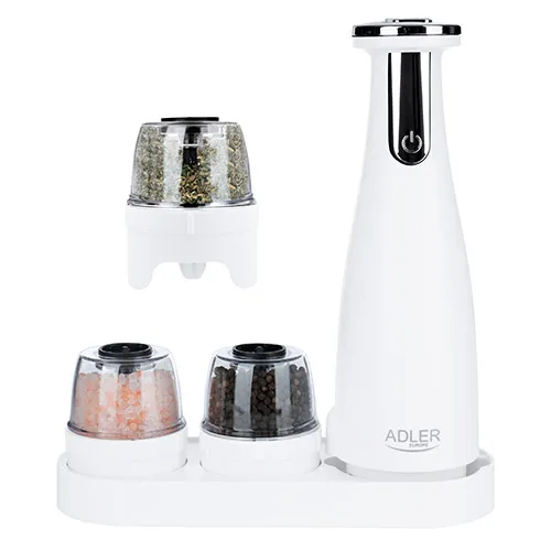 Adler AD 4449W Electric Salt and Pepper Grinder Set - Matte White