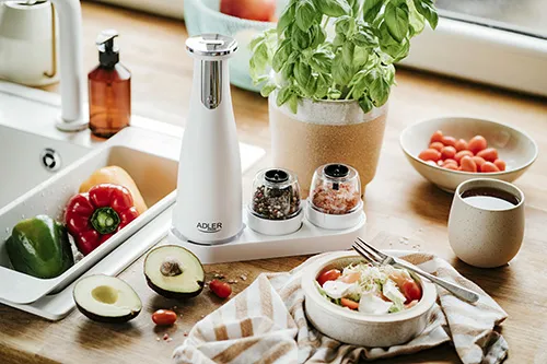 Adler AD 4449W Electric Salt and Pepper Grinder Set - Matte White