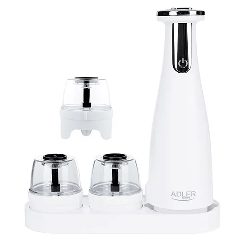 Adler AD 4449W Electric Salt and Pepper Grinder Set - Matte White