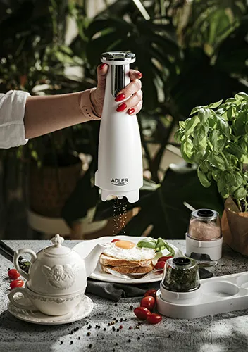 Adler AD 4449W Electric Salt and Pepper Grinder Set - Matte White