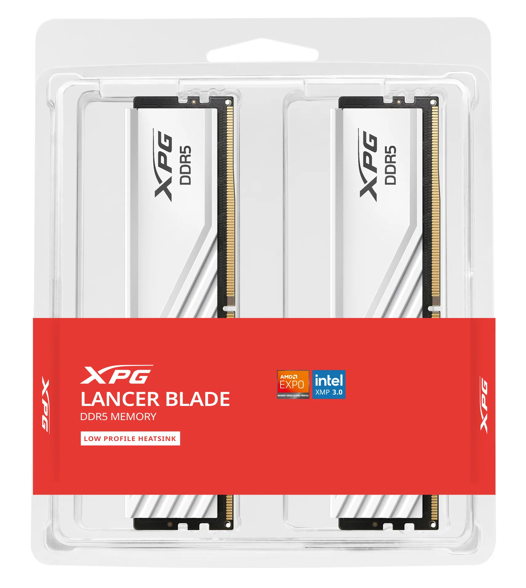 ADATA DDR5 - 32GB - 6400 - CL - 32 (2x 16 GB) dual kit, RAM (white, AX5U6400C3216G-DTLABRWH, XPG Lancer Blade RGB, INTEL XMP, AMD EXPO)