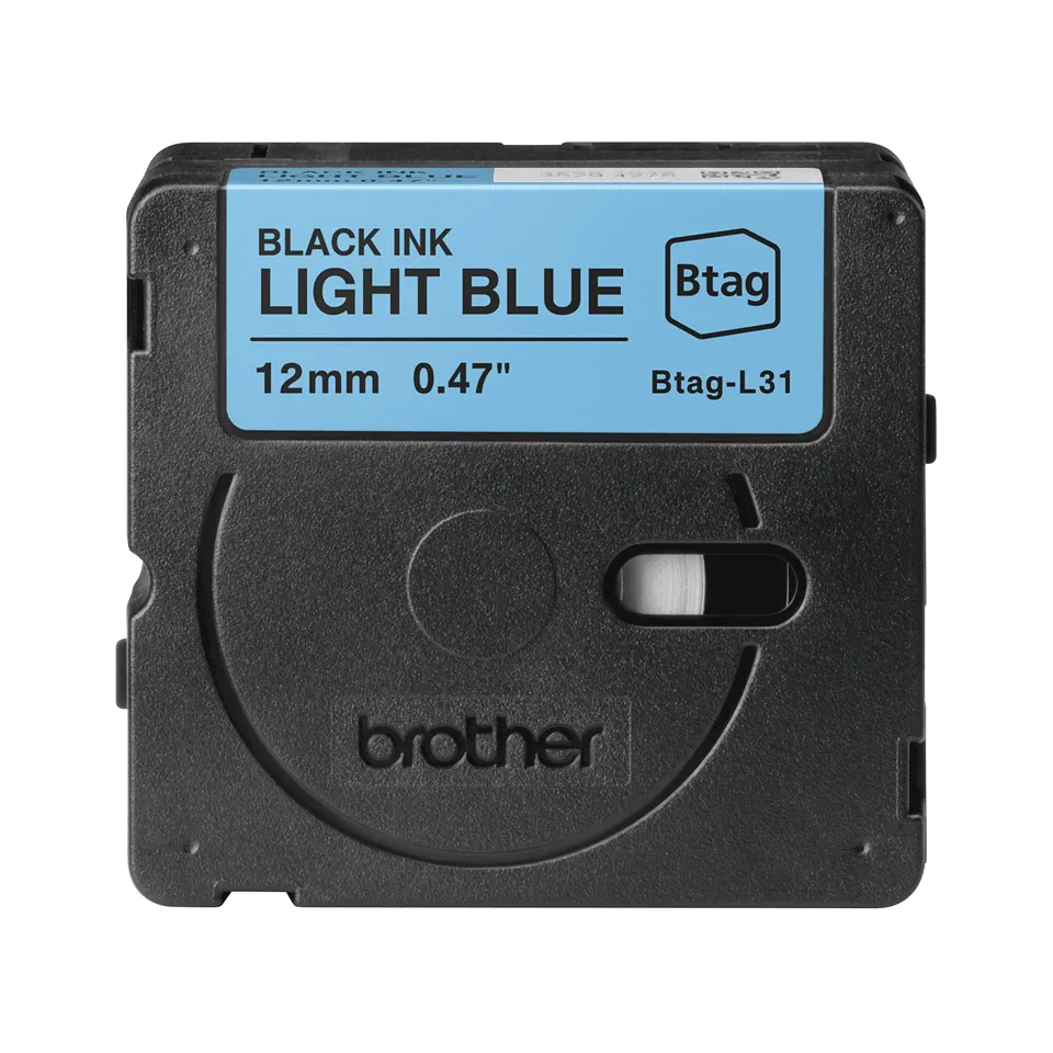 BTAG-L31 12mm Black on light blue tape