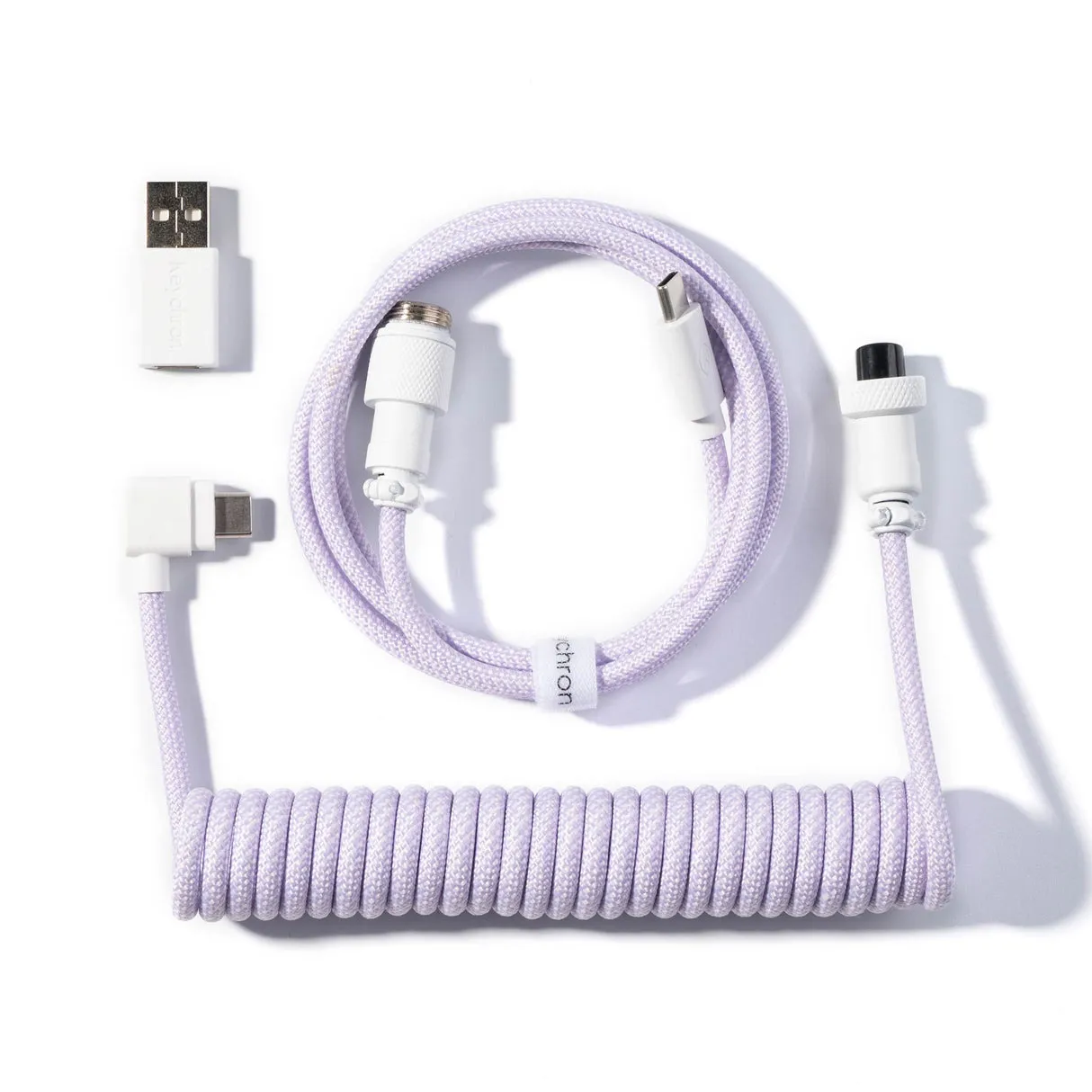 Keychron CAB-45 Coiled Aviator USB-C &ndash; USB-A -kaapeli, 1,76 m, violetti