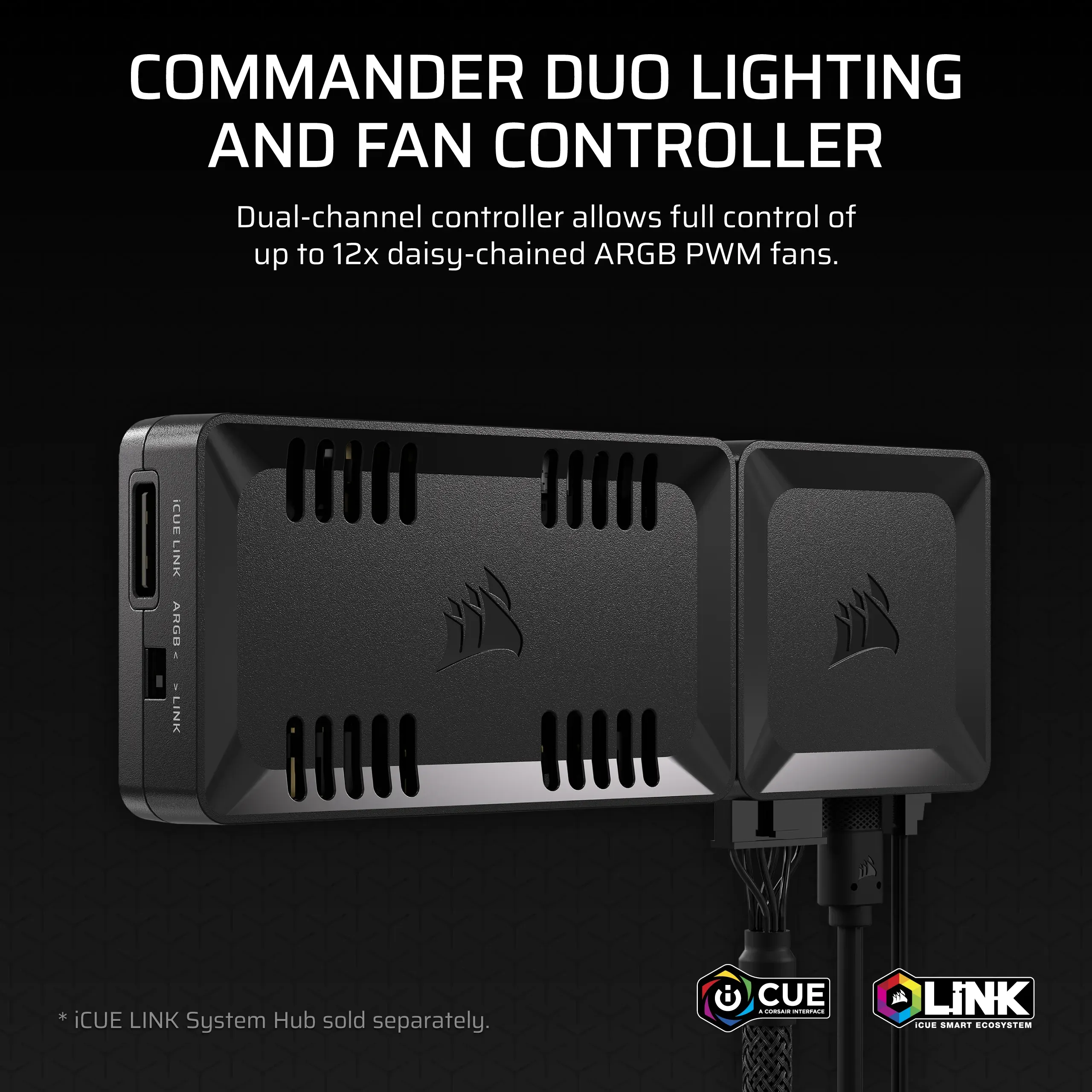 CORSAIR COMMANDER DUO Valaistuksen ja tuulettimien ohjain - Musta