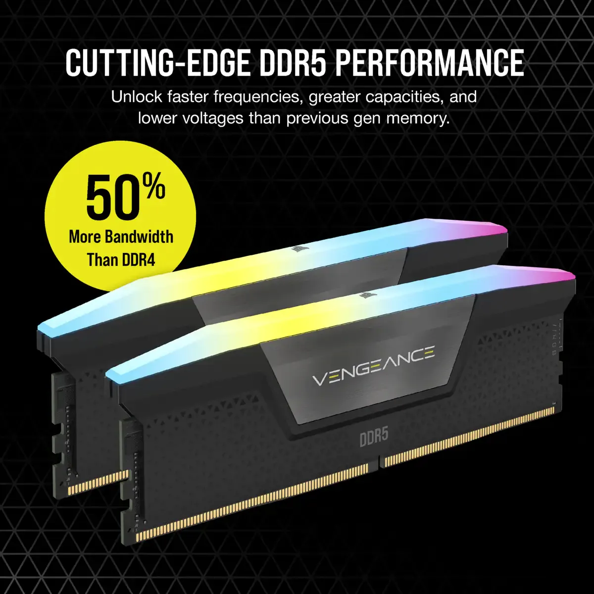 Corsair Vengeance RGB 32GB (2 x 16GB) DDR5 7200 MHz, CL34 - memory, Black