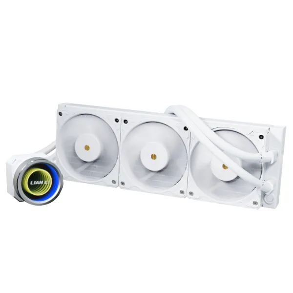 Lian Li Galahad II Trinity Performance 360 White -  3 interchangeable looks, RPM switch controller, double wave radiator fits, 4200 RPM pump motor