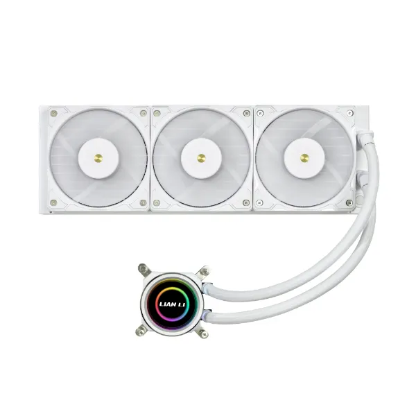 Lian Li Galahad II Trinity Performance 360 White -  3 interchangeable looks, RPM switch controller, double wave radiator fits, 4200 RPM pump motor