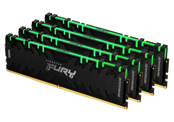Kingston Fury Renegade RGB 128 Gt (4 x 32 Gt) DDR4 3600MHz, CL18 -muisti, Musta