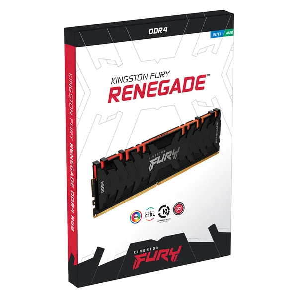 Kingston Fury Renegade RGB 128 Gt (4 x 32 Gt) DDR4 3600MHz, CL18 -muisti, Musta