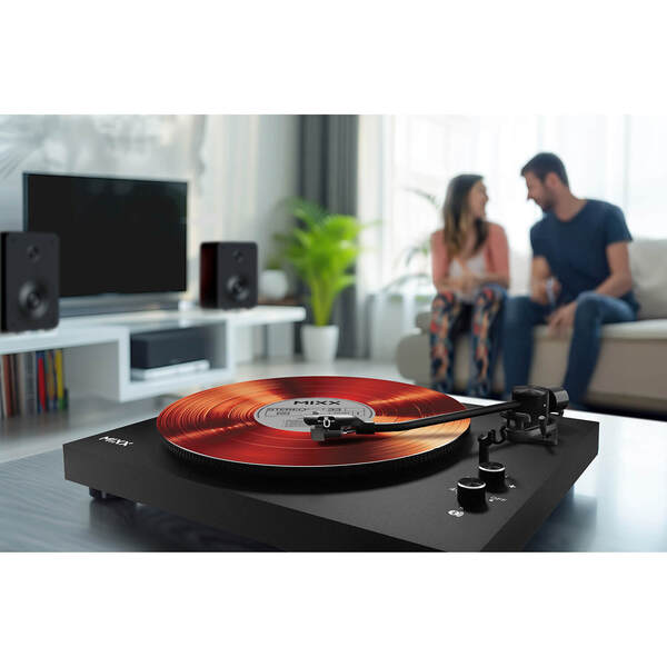 MIXX Vinylskivspelare System 5 Stereo Inkl H&ouml;gtalare Svart