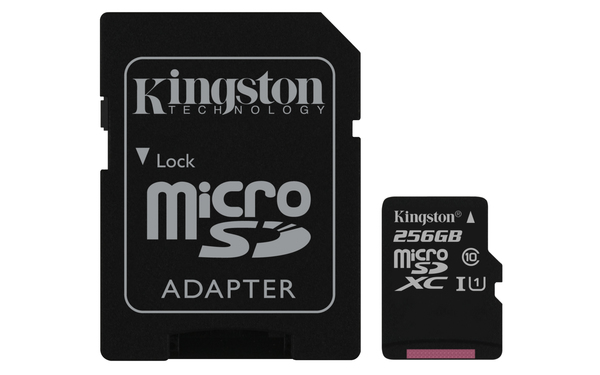 Kingston 256 Gt Canvas Select, UHS-I Class 10 MicroSDXC -muistikortti + SD-adapteri