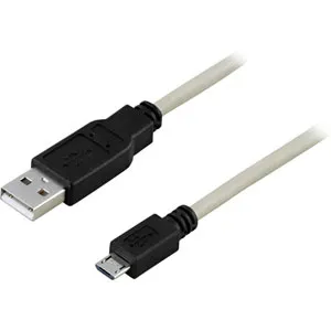 USB 2.0 kaapeli Au-MicroBu, 5-pin, 3m, harmaa/mustat liitokset
