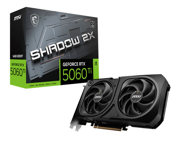 MSI GeForce RTX 5060 Ti SHADOW 2X PLUS 16GB OC Graphics Card