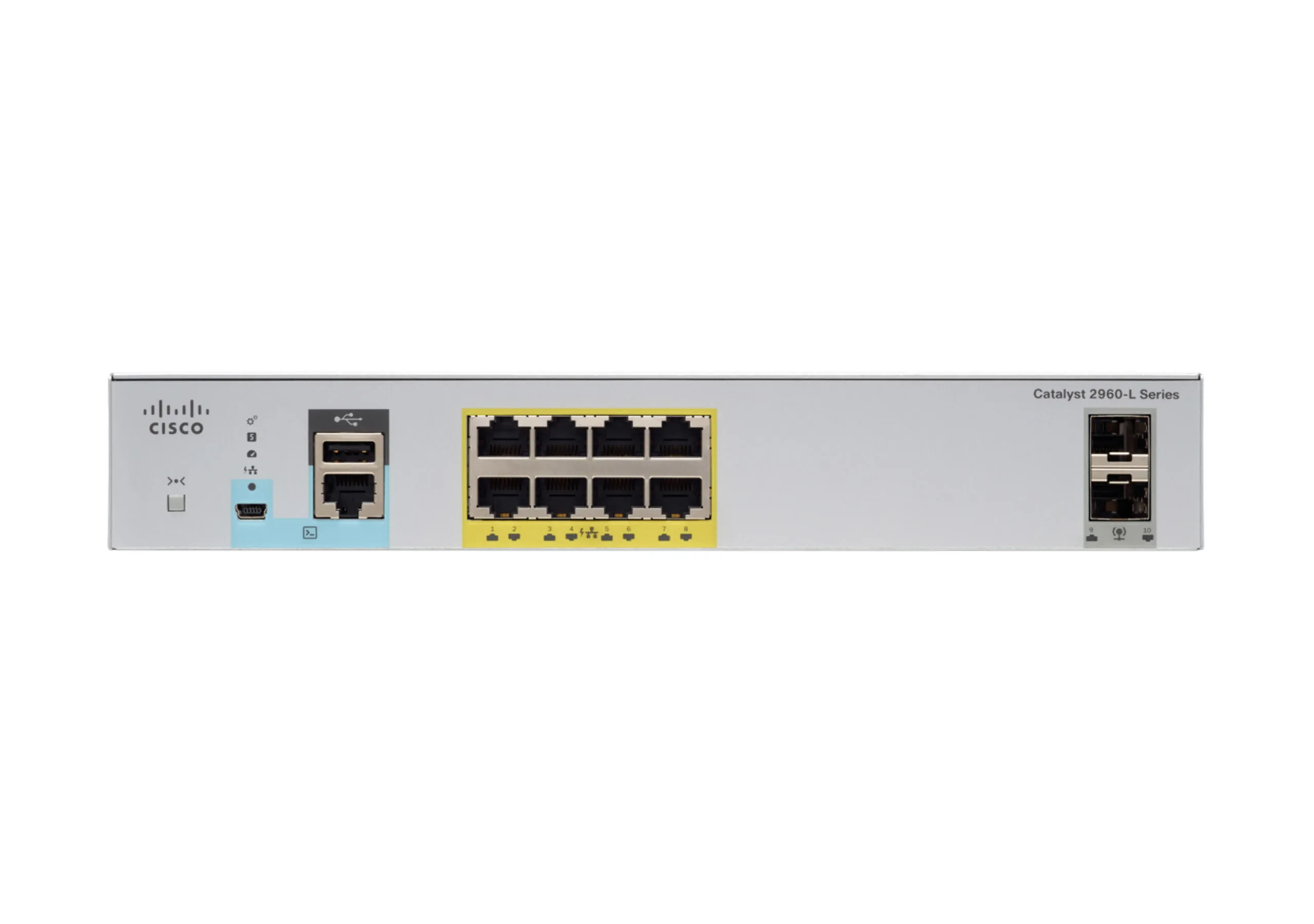 Cisco Catalyst 2960CX-8TC-L - Kytkin - Hallinnoitu - 8 x 10/100/1000 + 2 x SFP + 2 x 10/100/1000 (uplink) - ty&ouml;p&ouml;yt&auml;, r&auml;kkiin asennettava, DIN-rail asennettava,