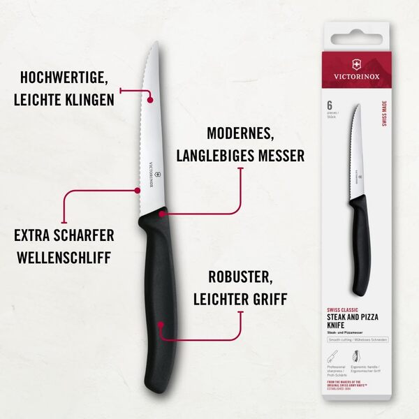 Victorinox Swiss Classic Steak Knife Set, 6-Piece, Black
