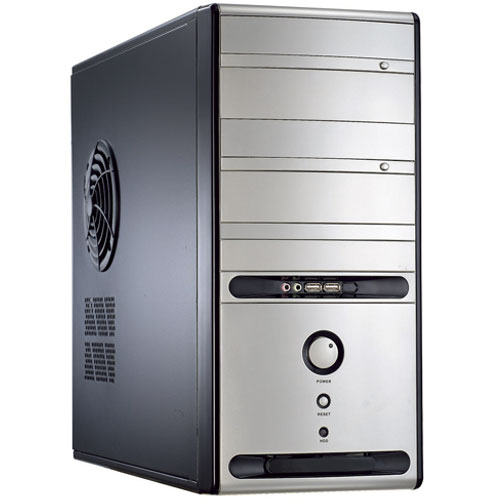 Compucase miditower, ei virtal&auml;hdett&auml;, 4x5,25&quot; 6x3,5&quot; musta/hopea