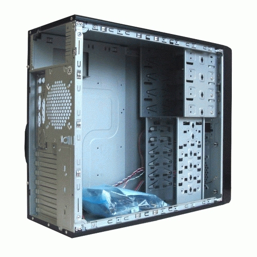 Compucase miditower, ei virtal&auml;hdett&auml;, 4x5,25&quot; 6x3,5&quot; musta/hopea