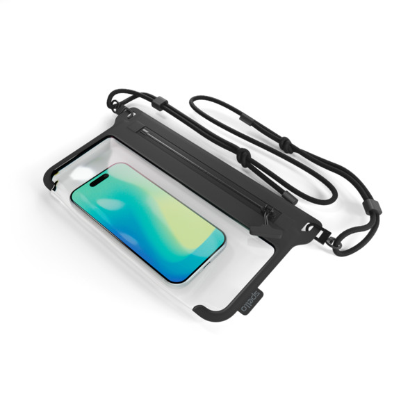 Spello Waterproof Crossbody Zipper Pouch | Black | IPX8 Waterproof Rating | Hypalon Mesh Material