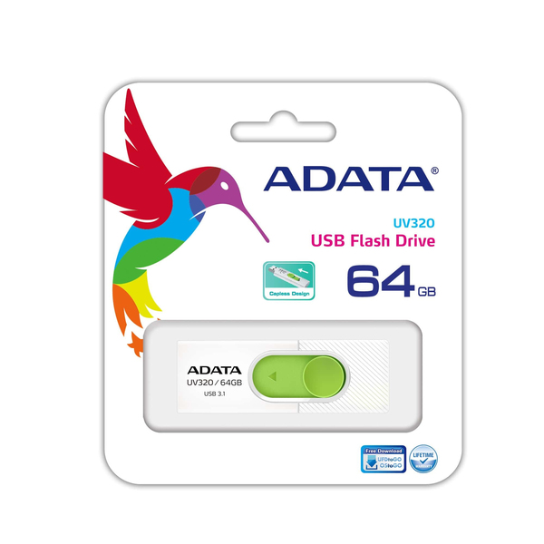 A-Data 64GB UV320 USB 3.1 - memory stick, Green/White