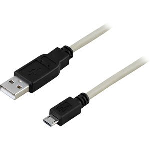 USB 2.0 kaapeli A-MicroB u-u, 5-pin, 2m, harmaa ja mustat liitokset