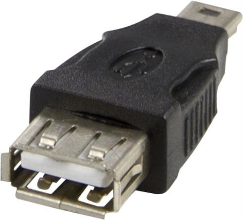 DELTACO USB-adapter Typ A ho - Typ Mini-B ha, svart