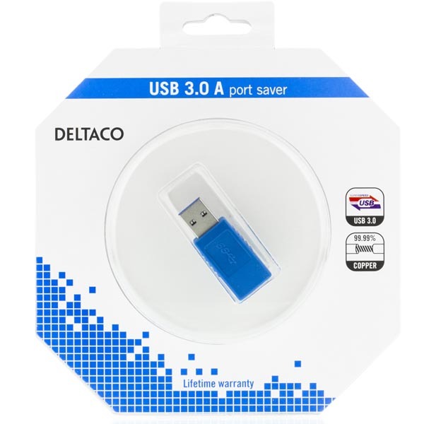 DELTACO USB 3.0 sovitin, Tyyppi A ha - Typ A na, sin
