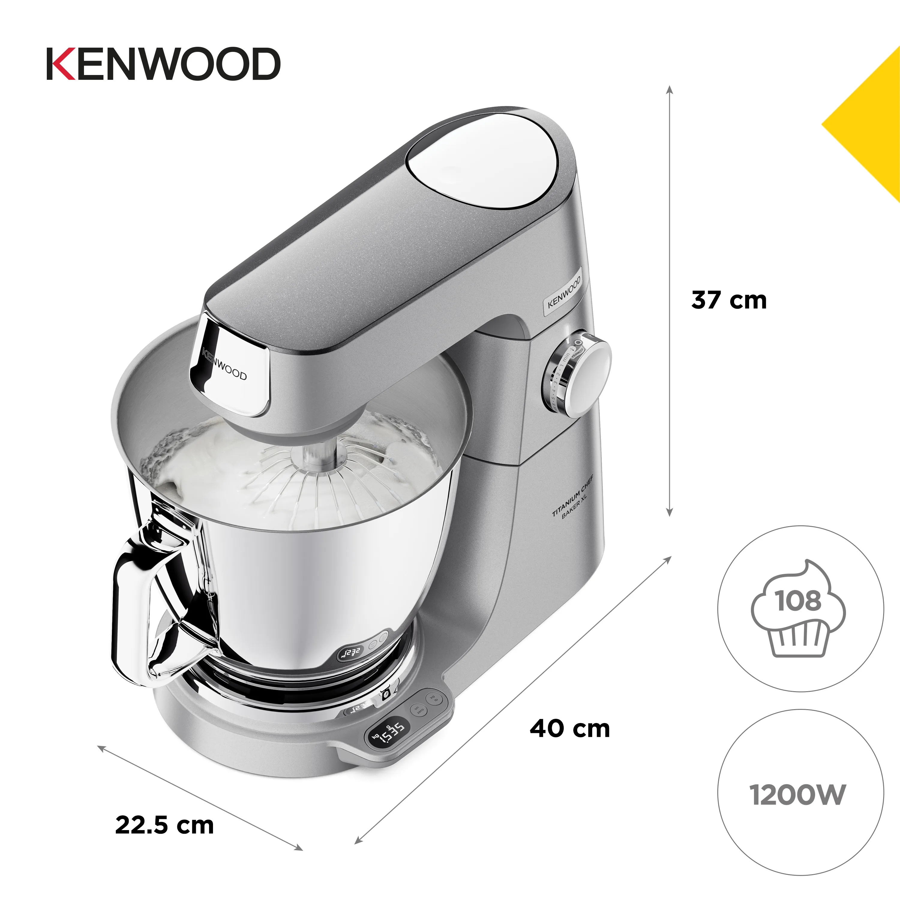 Kenwood Titanium Chef Baker XL KVL85.124SI -yleiskone, 1200 W, 7 l, ruostumaton ter&auml;s