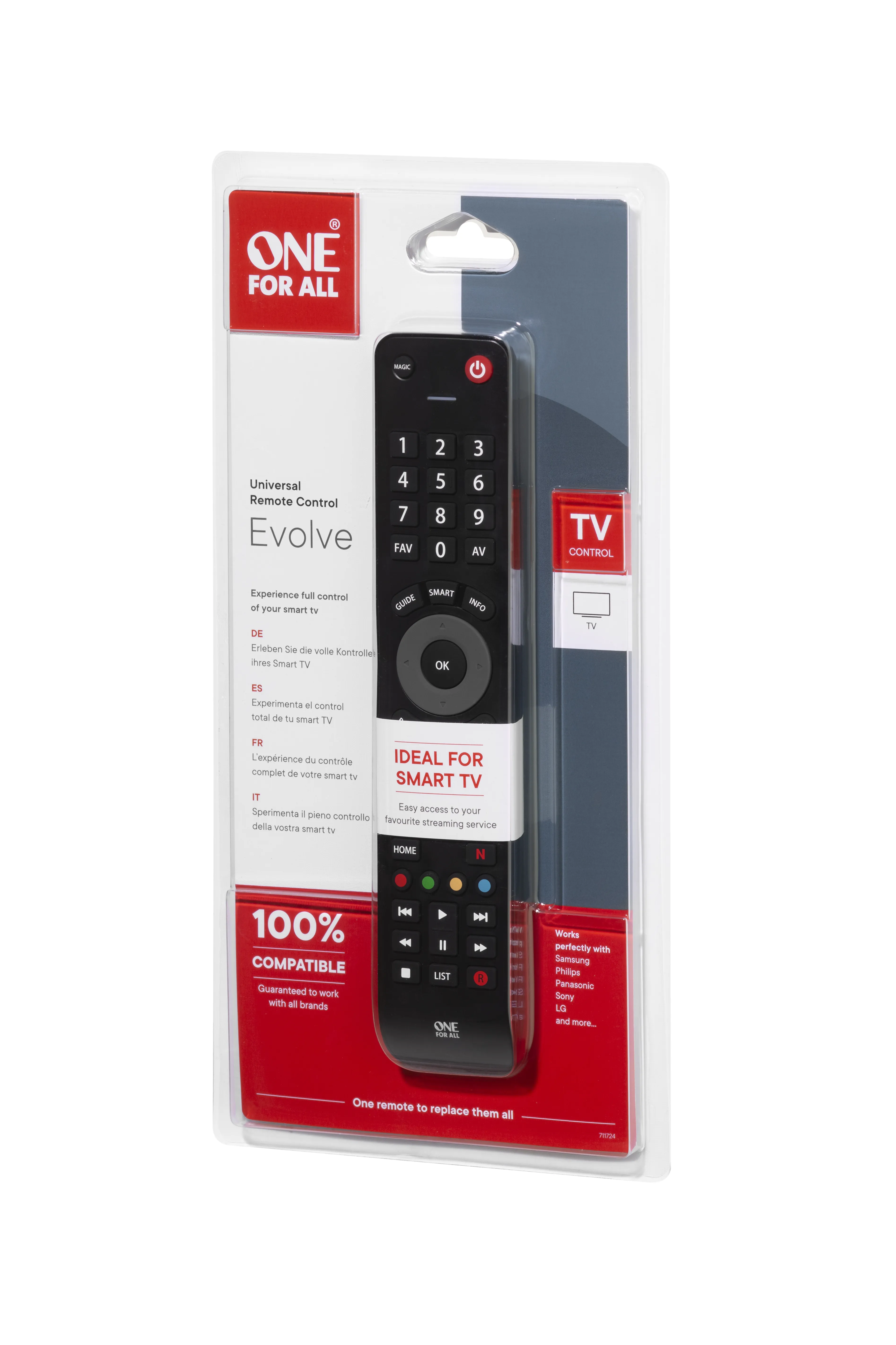 URC 7115 Evolve -yleiskaukos&auml;&auml;din televisiolle