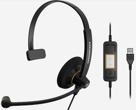 SENNHEISER WIRED MONAURAL HEADSET WITH IN-LINE CALL CONTROL MS