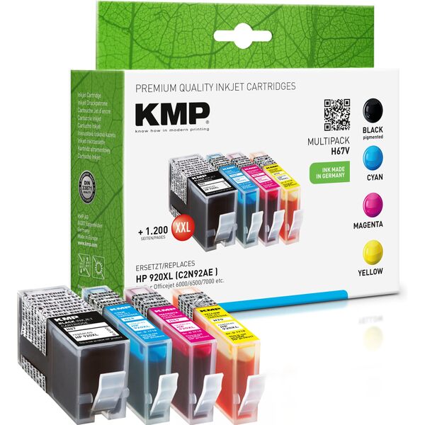 KMP H67V 1717,0055 kit med bl&auml;ckpatroner, svart/cyan/magenta/gul, 4 st