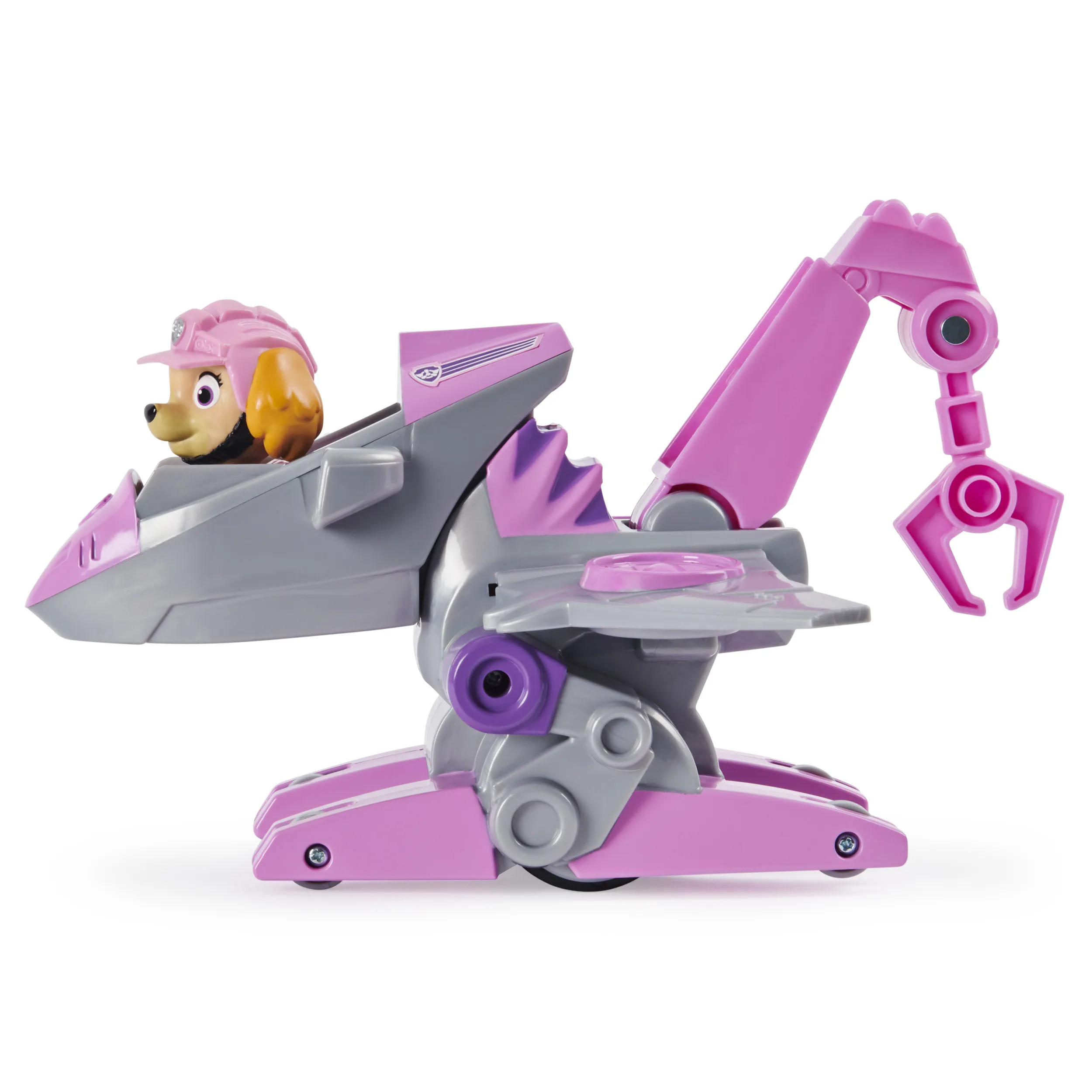 Spin Master Paw Patrol Dino Rescue Skyes Basic Vehicle, Toy Vehicle (Pink/Grey, Includes Dog Figure and Surprise Dino)
