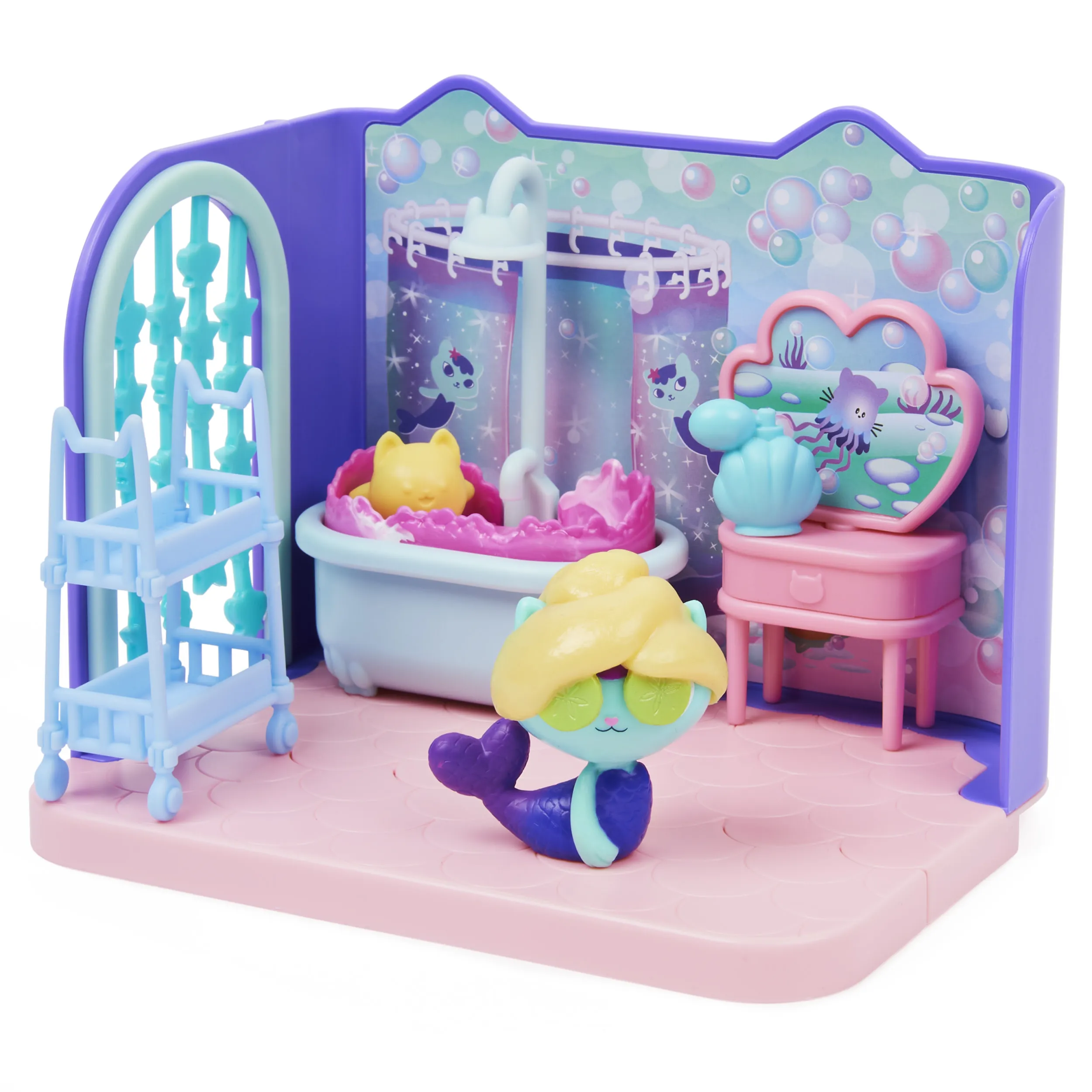 Spin Master Gabby's Dollhouse Deluxe Room Bathroom, Fig. (with a seakill figure)
