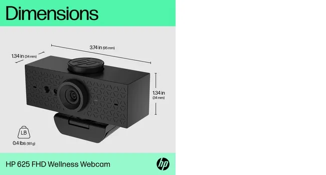 HP 625 FHD Full HD 1080p, Autofocus Webcam, Black