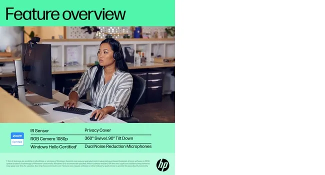 HP 625 FHD Full HD 1080p, Autofocus Webcam, Black