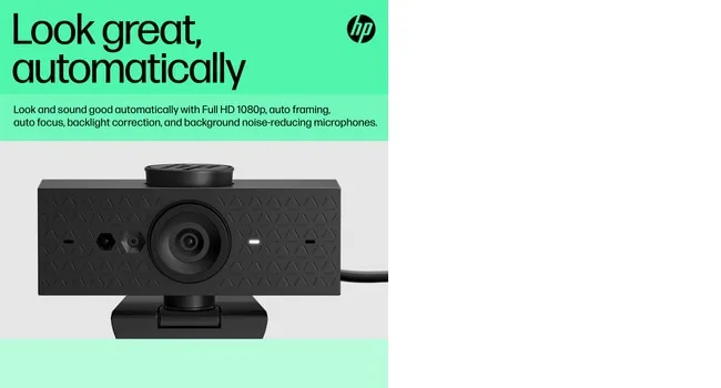 HP 625 FHD Full HD 1080p, Autofocus Webcam, Black