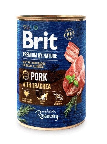 Brit Premium by Nature Pork with Trachea, Wet food for dogs, Adult, Gluten Free, 400g