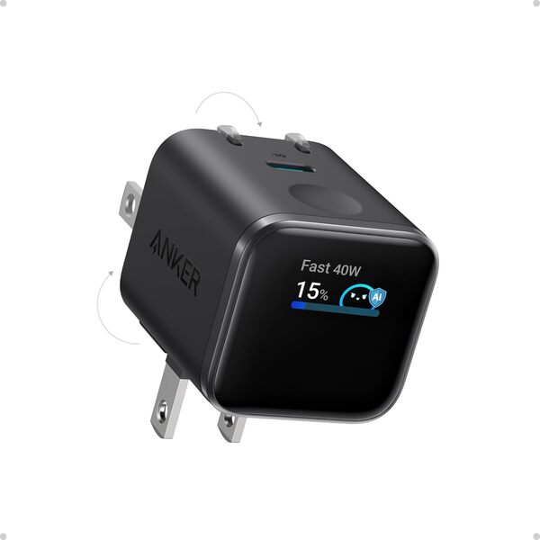 Anker Nano Charger 45W Smart Display - Laturi, Musta
