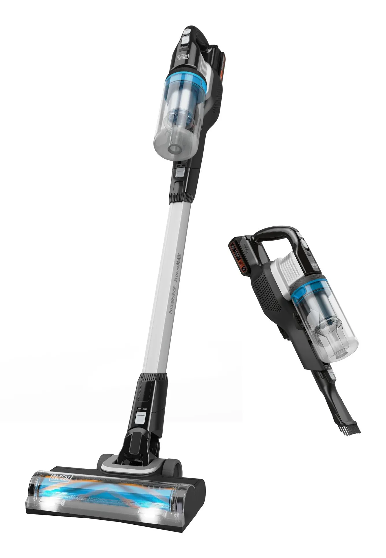 BLACK+DECKER POWERSERIES Extreme Max BHFEB520D1-QW 0.75 L 18V 2 Ah pussiton -varsi-imuri, musta, l&auml;pin&auml;kyv&auml;, valkoinen