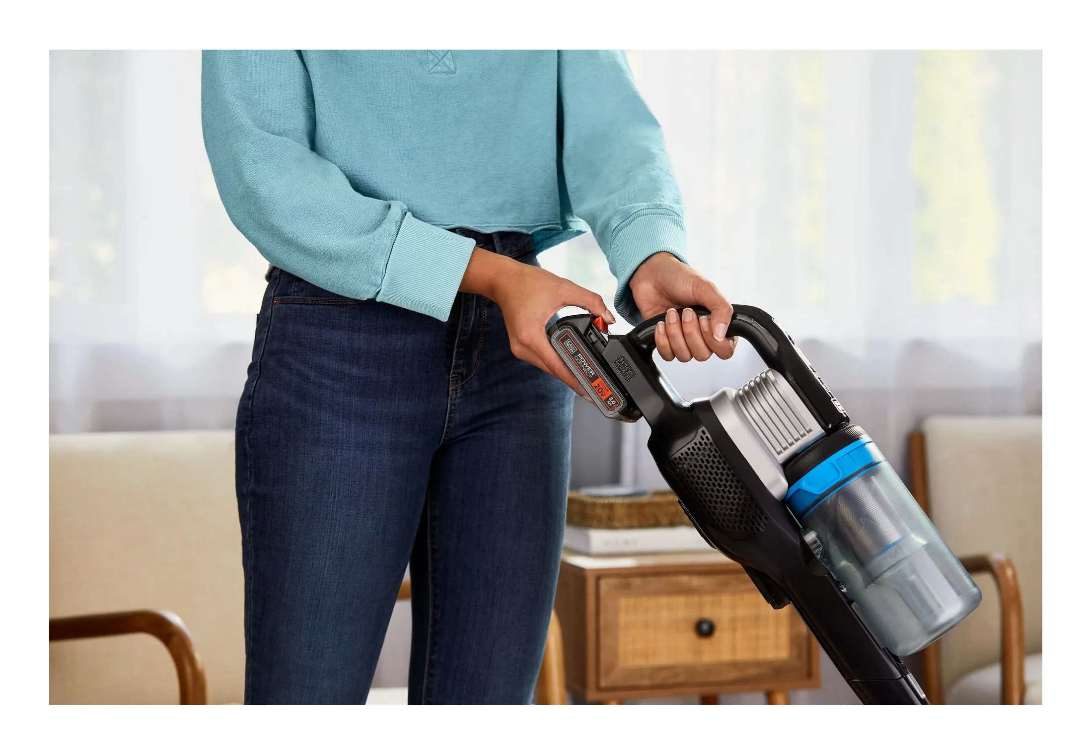 BLACK+DECKER POWERSERIES Extreme Max BHFEB520D1-QW 0.75 L 18V 2 Ah pussiton -varsi-imuri, musta, l&auml;pin&auml;kyv&auml;, valkoinen