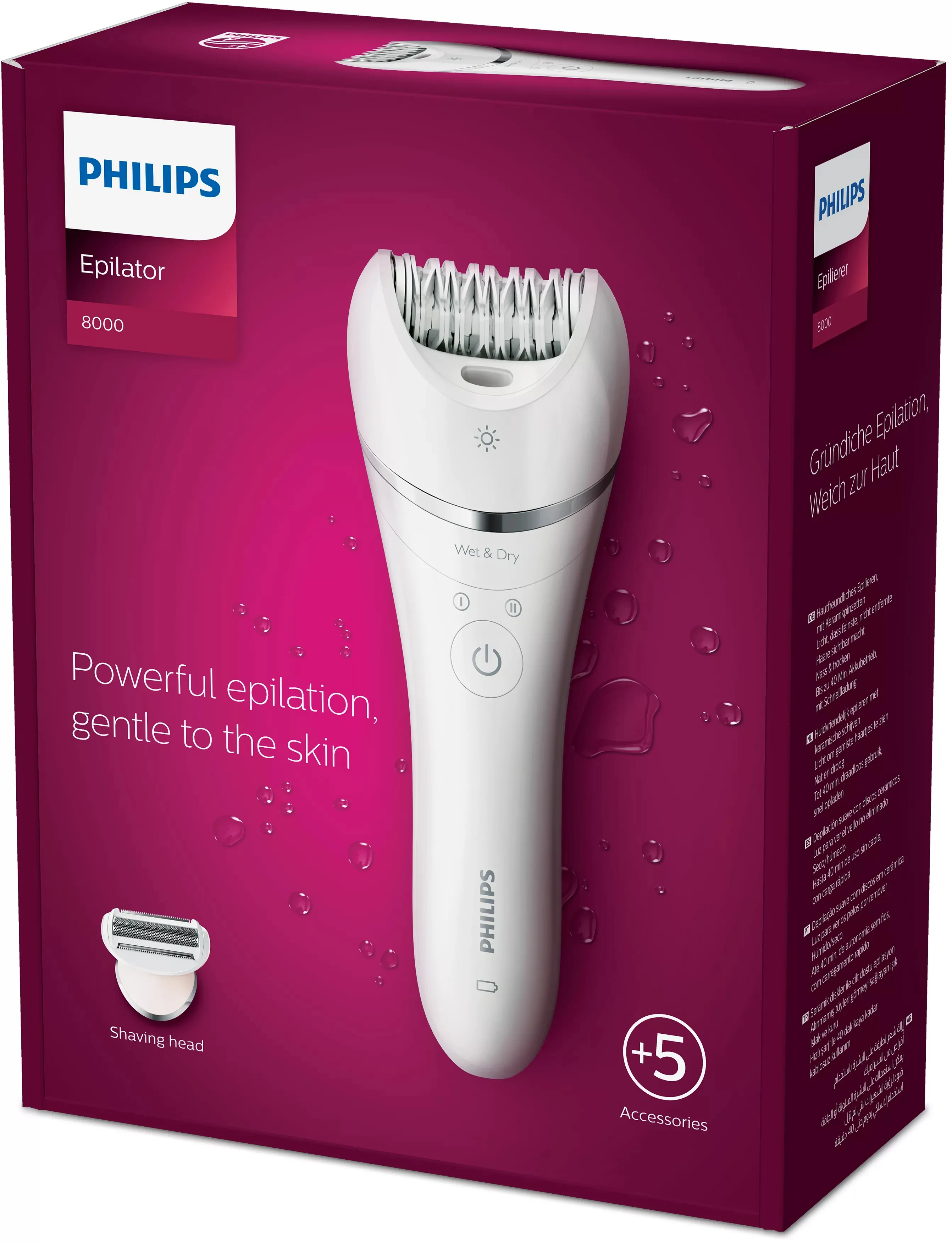 Philips Series 8000 BRE710/00 Wet & Dry - epilator, White