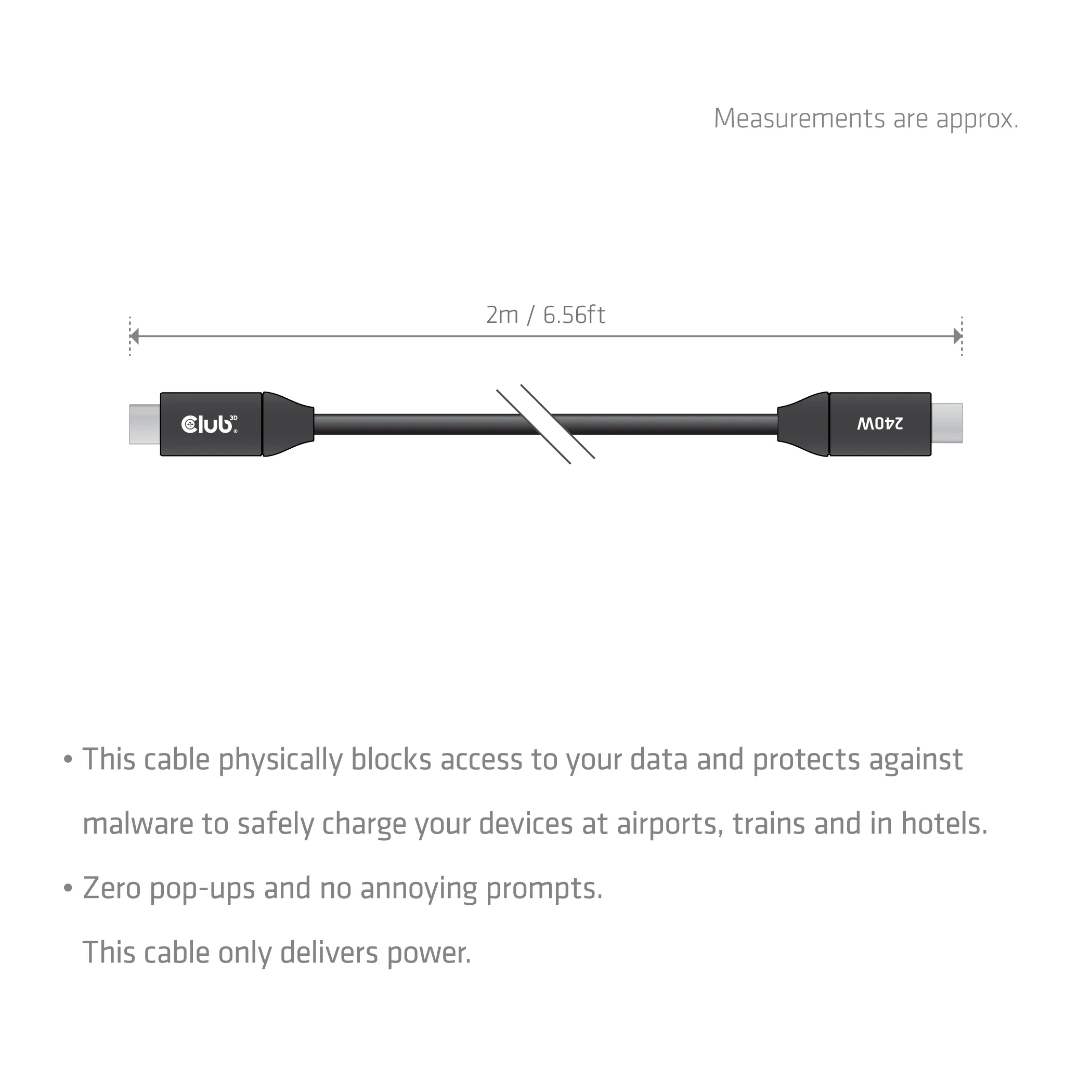 Club 3D CAC-2506 USB-C cable, 240W, 2 m, Black